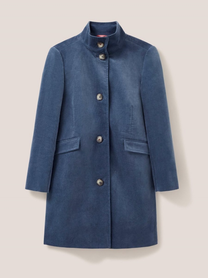 Dusty Blue White Stuff Karla Smart Velvet Coat | 16824NAZU