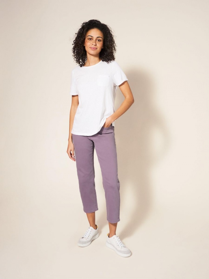 Dusty Purple White Stuff Blake Straight Crop Jeans | 17954JTNY