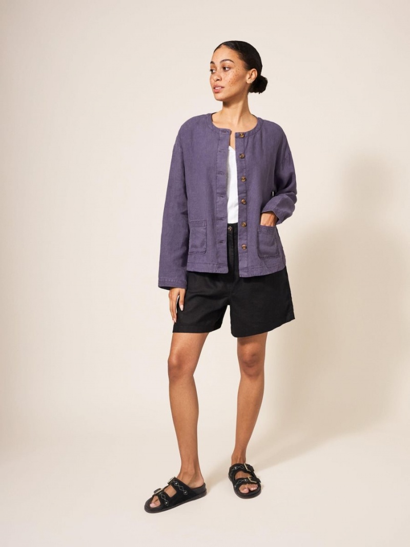 Dusty Purple White Stuff Tabby Linen Jacket | 83120NQOV