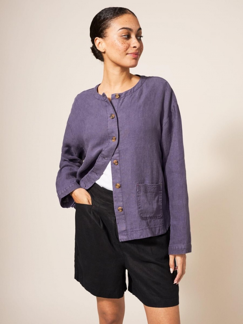 Dusty Purple White Stuff Tabby Linen Jacket | 83120NQOV