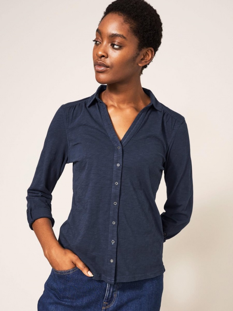 French Navy White Stuff Annie Jersey Shirt | 89306NQDE