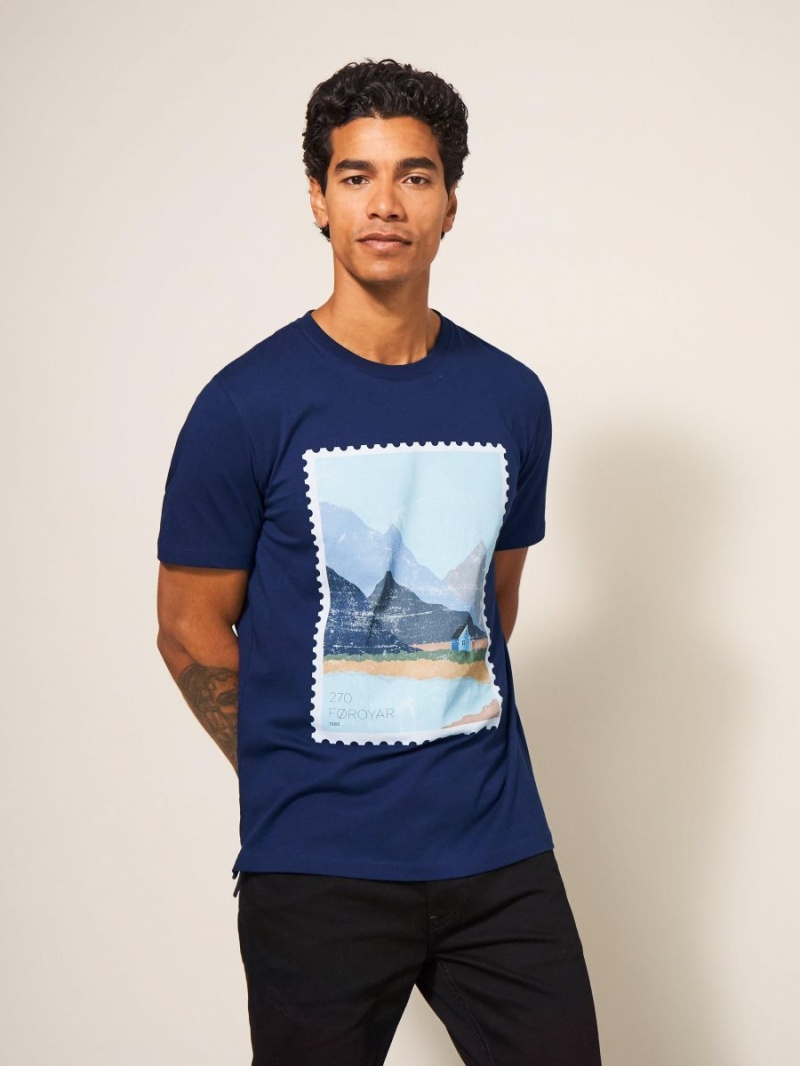 French Navy White Stuff Foroyar Graphic Tshirt | 61057OUTK