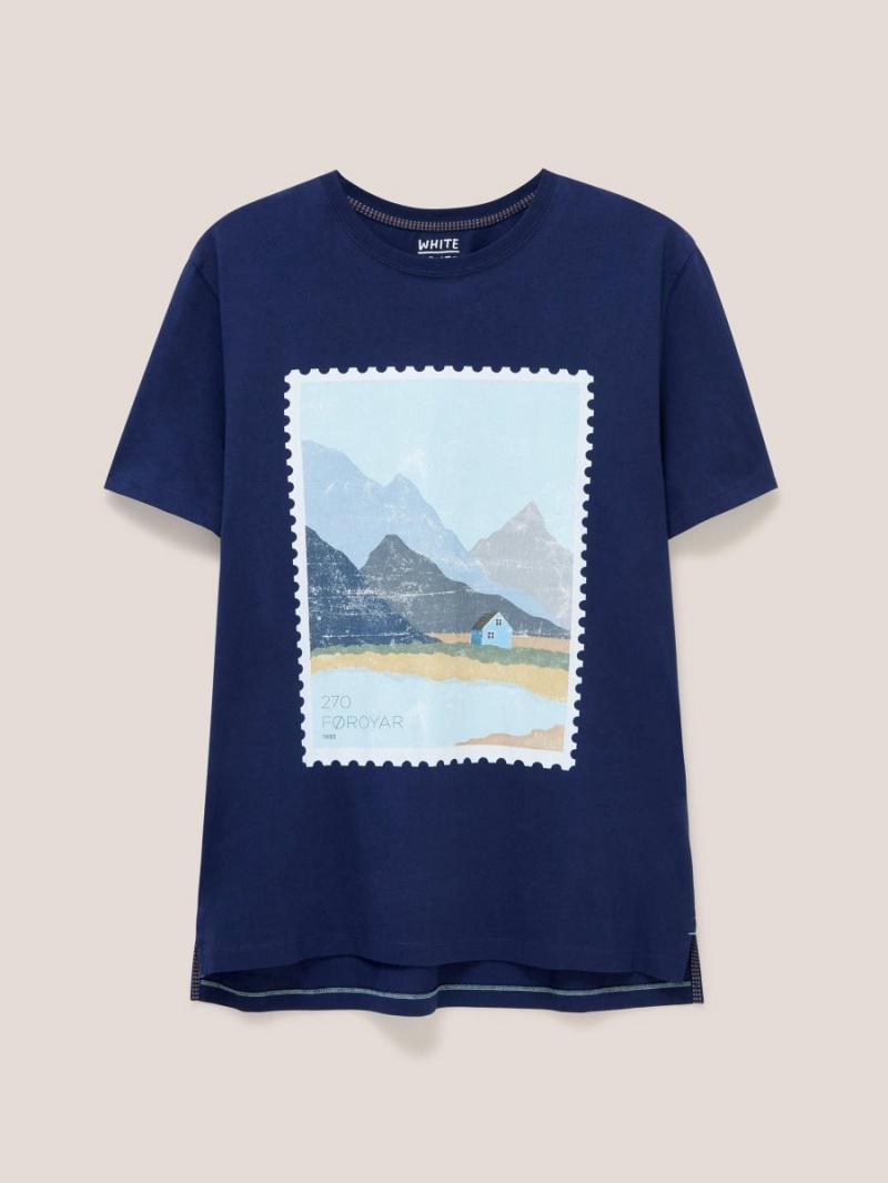 French Navy White Stuff Foroyar Graphic Tshirt | 61057OUTK