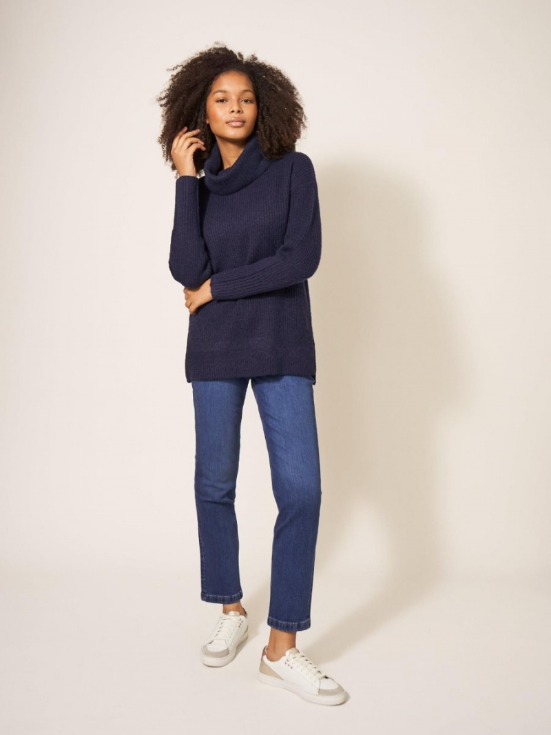 French Navy White Stuff Lovely Rib Jumper | 36085FRKV