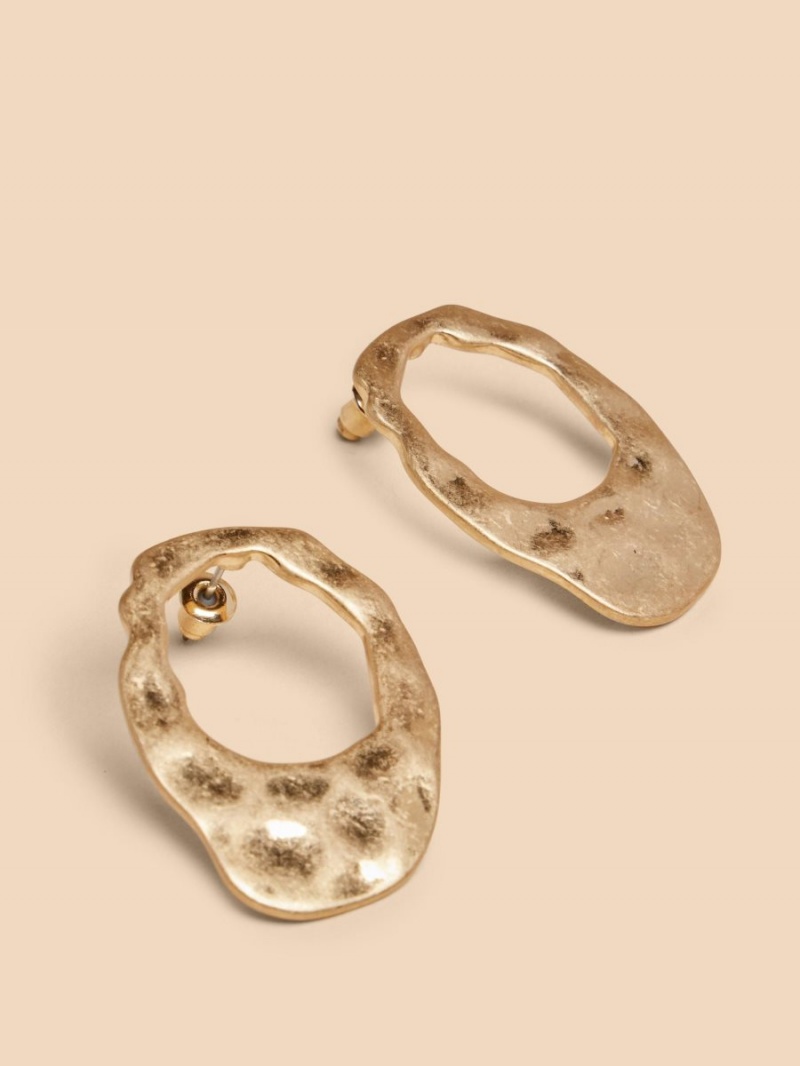 Gold Tone Metallic White Stuff Giacinta Hammered Earring | 10395VYIK