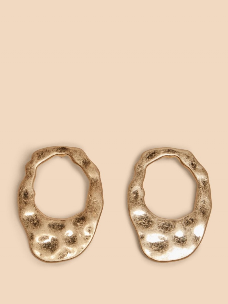 Gold Tone Metallic White Stuff Giacinta Hammered Earring | 10395VYIK