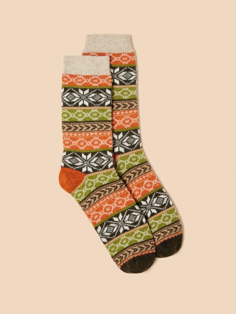 Green Multi White Stuff Fairisle Wool Ankle Socks | 83719BKLZ