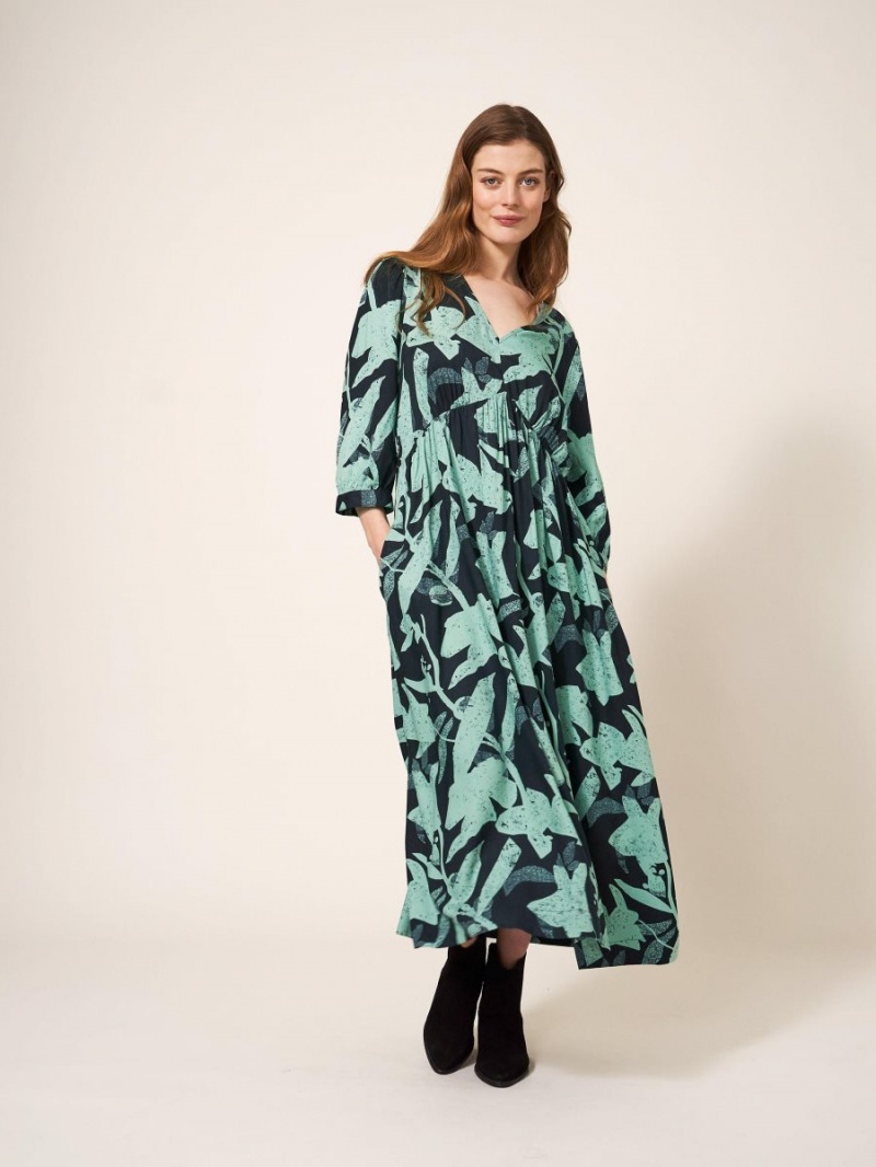 Green Multi White Stuff Lucy Eco Vero Midi Dress | 64857CPYJ