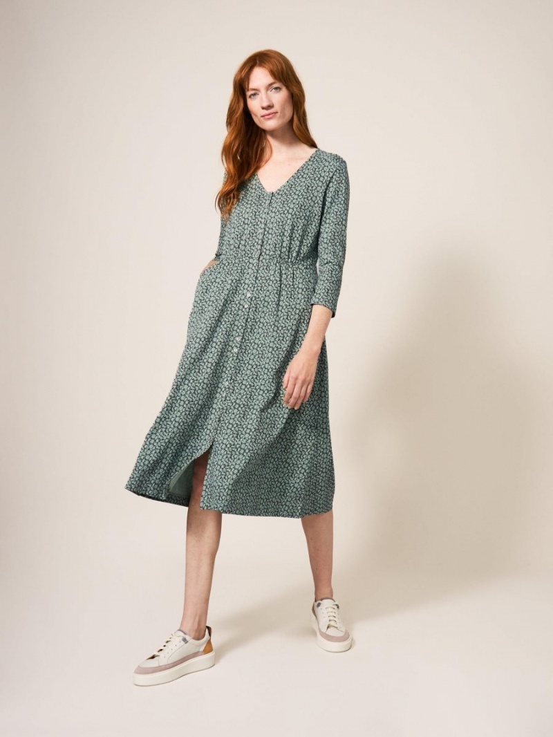 Green Multi White Stuff Mia Jersey Dress | 58642MGVC