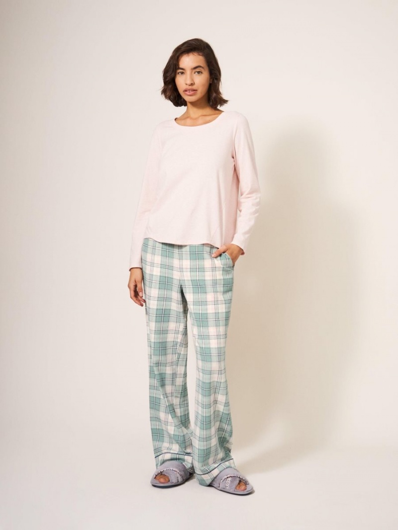 Green Multi White Stuff Nina Organic Check Pj Bottom | 47831CGFR