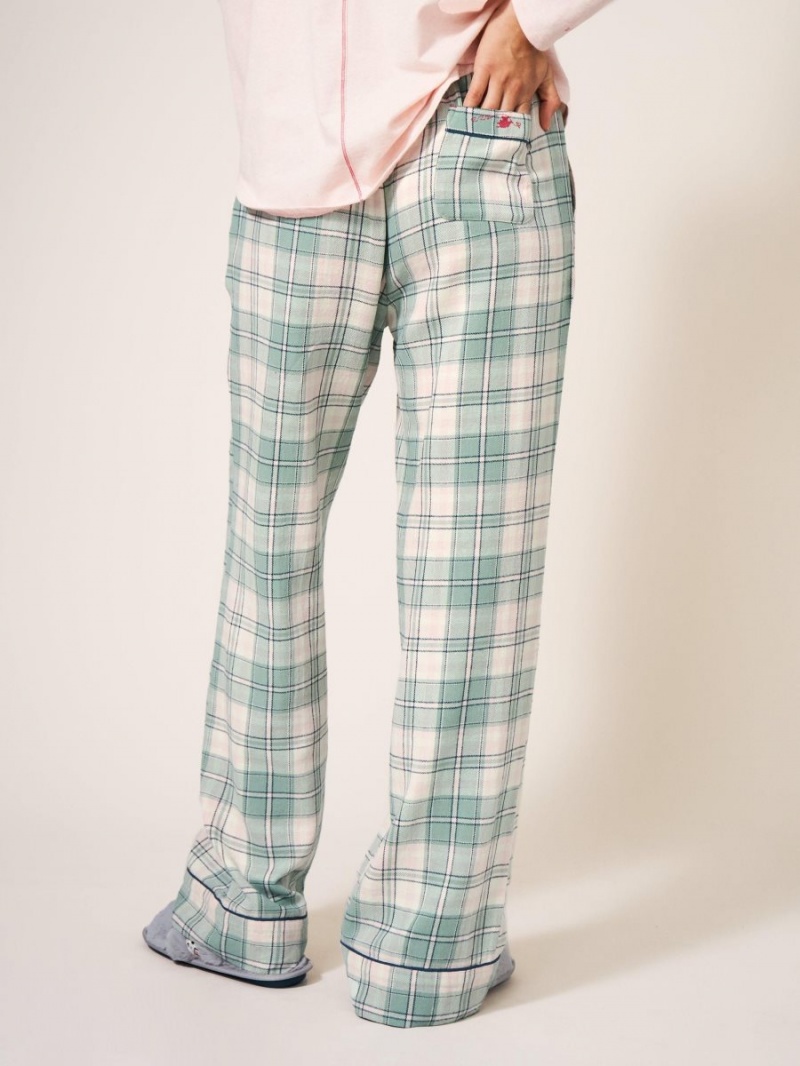 Green Multi White Stuff Nina Organic Check Pj Bottom | 47831CGFR