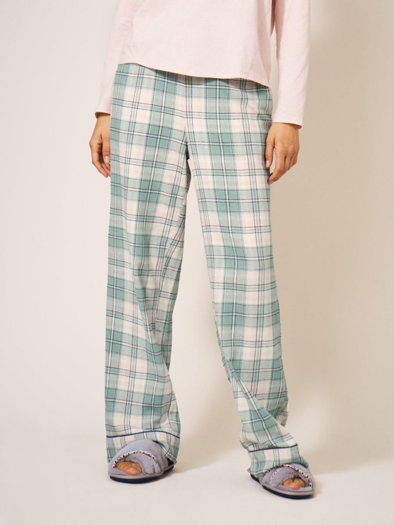 Green Multi White Stuff Nina Organic Check Pj Bottom | 47831CGFR