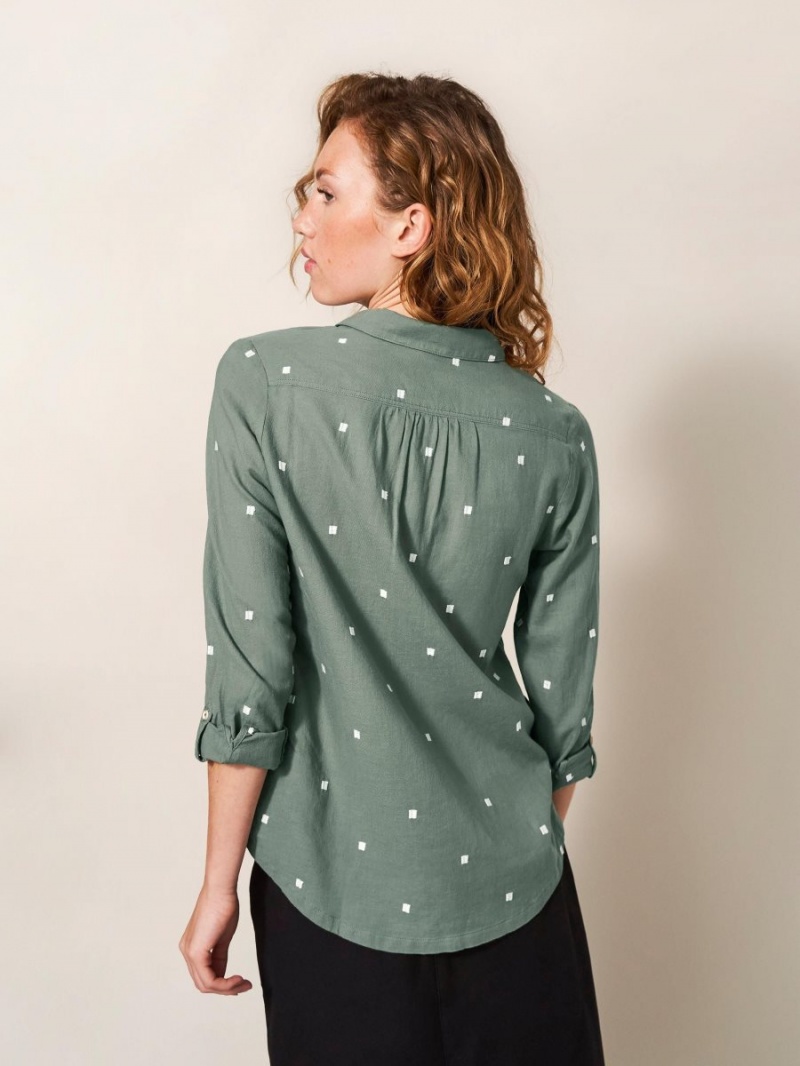 Green Multi White Stuff Sophie Organic Cotton Shirt | 02497JBOD