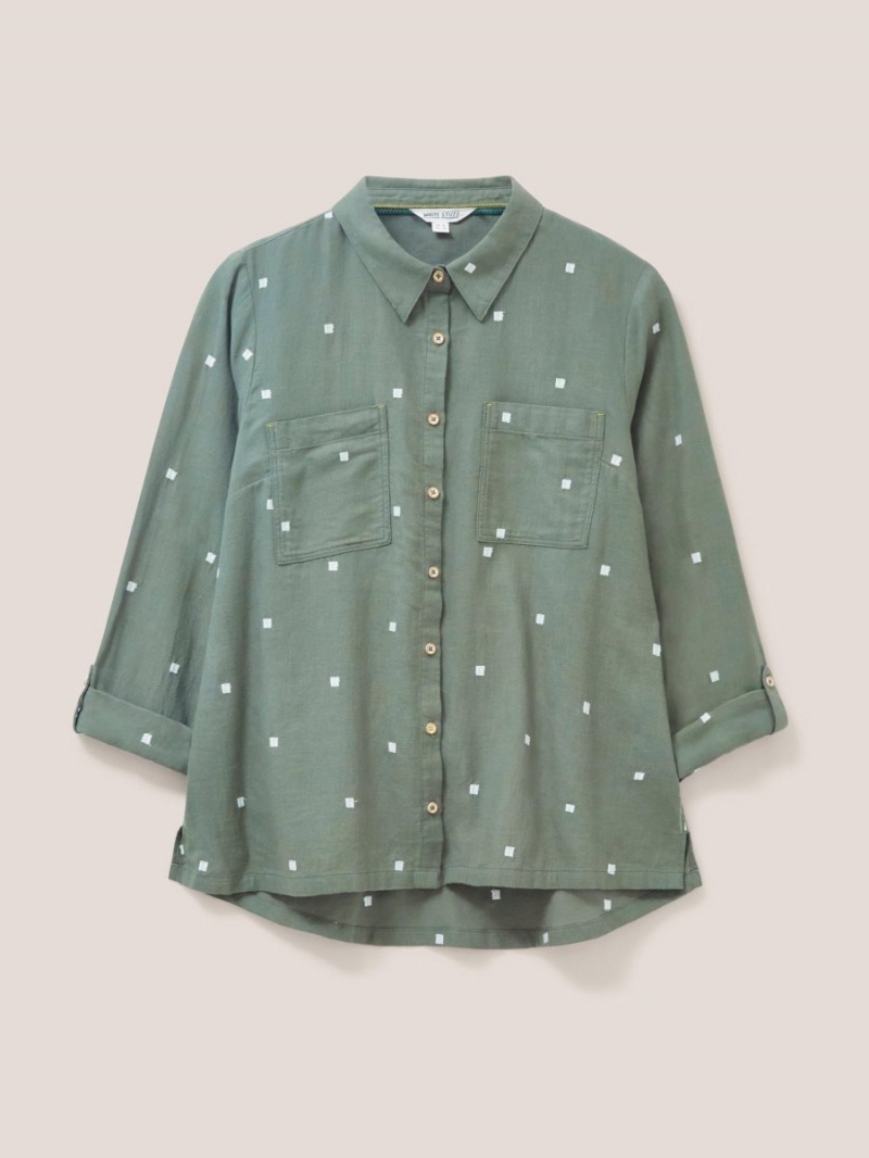 Green Multi White Stuff Sophie Organic Cotton Shirt | 02497JBOD