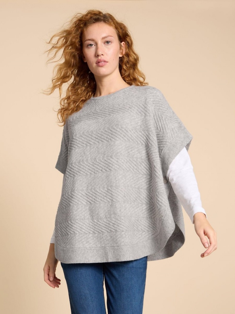 Grey Marl White Stuff Florence Knitted Poncho | 98620WCFB