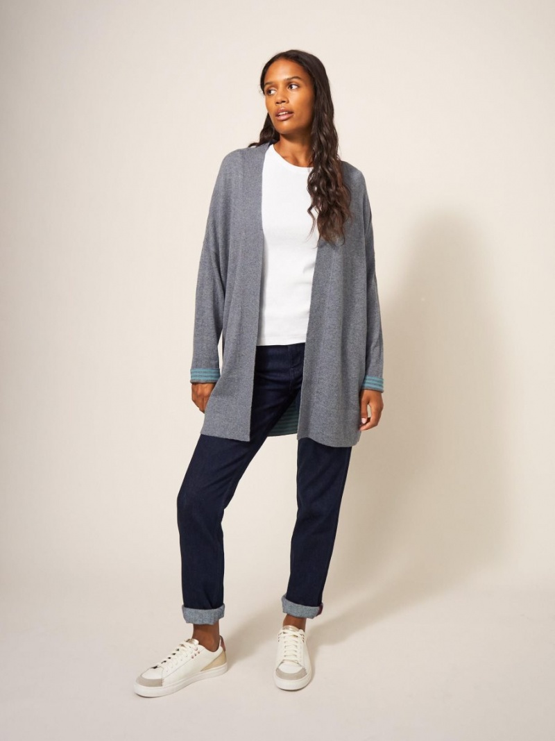 Grey Marl White Stuff Laura Longline Cardi | 59310ABGZ