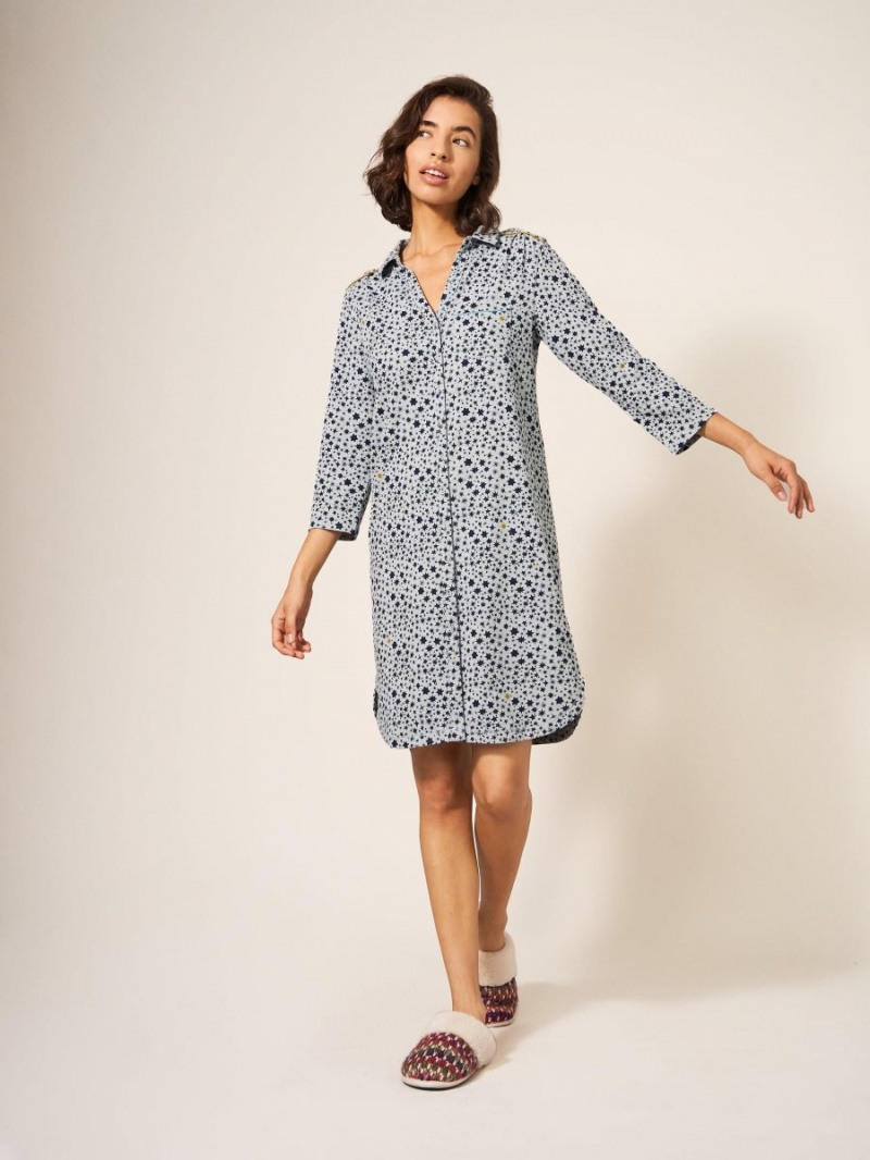 Grey Multi White Stuff Annie Relaxed Fit Nightie | 56940ZXSW