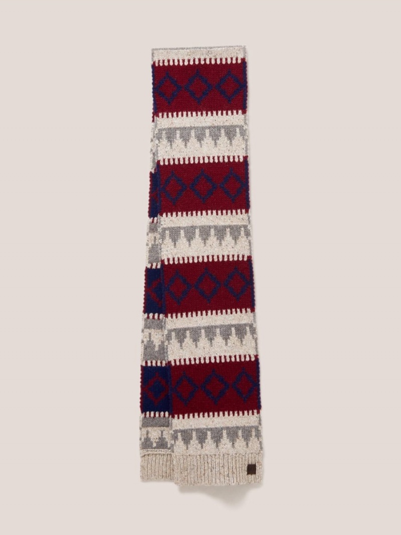 Grey Multi White Stuff Chunky Wool Fairisle Scarf | 35816KZBQ