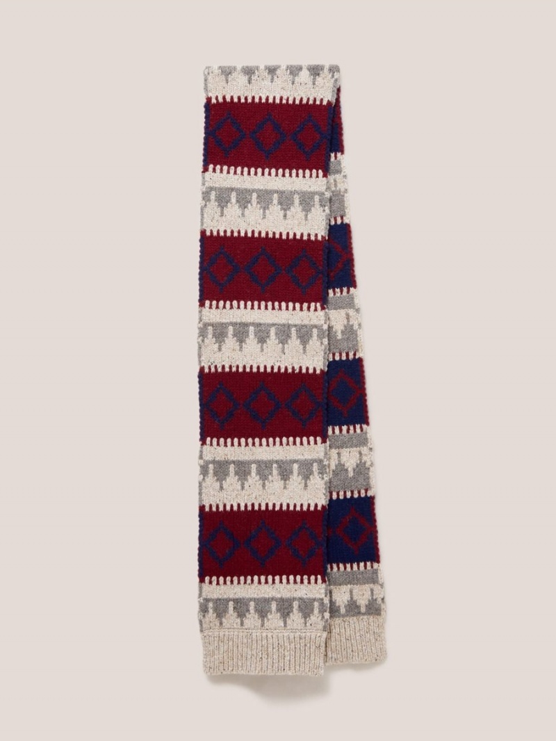 Grey Multi White Stuff Chunky Wool Fairisle Scarf | 35816KZBQ