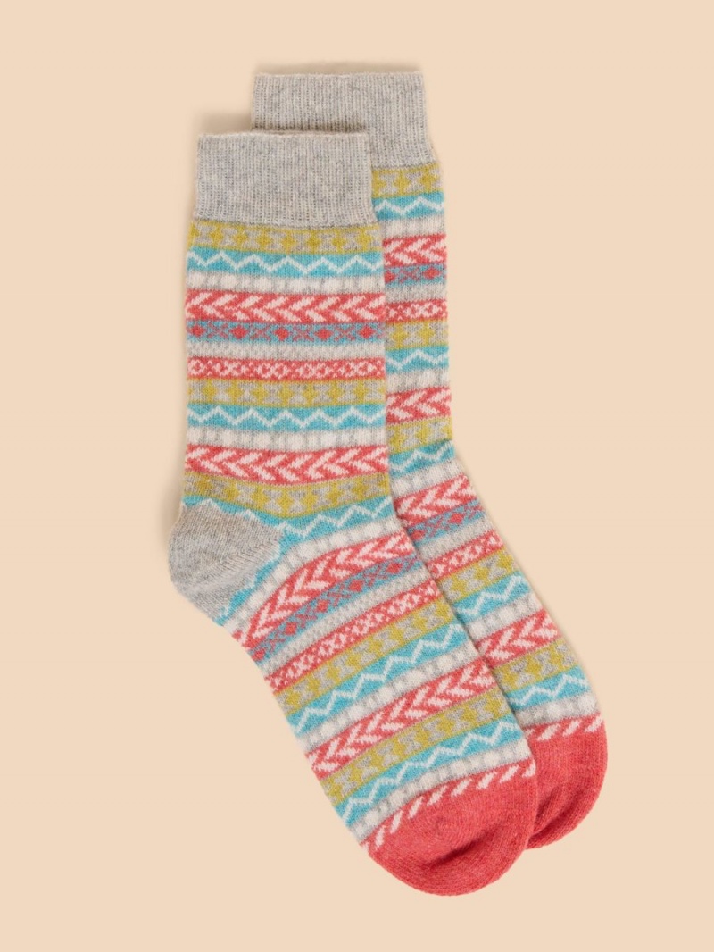 Grey Multi White Stuff Fairisle Mix Pop Wool Socks | 47529SIRH