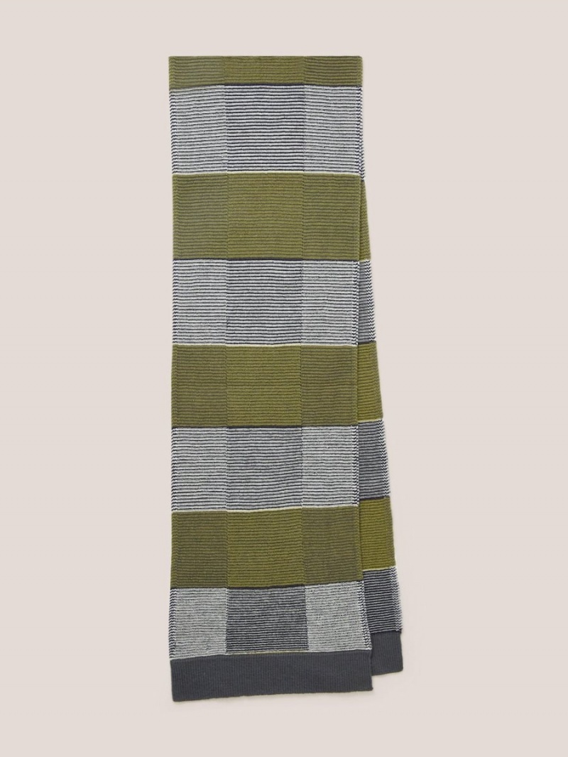 Grey Multi White Stuff Knitted Check Merino Scarf | 28493HGSA