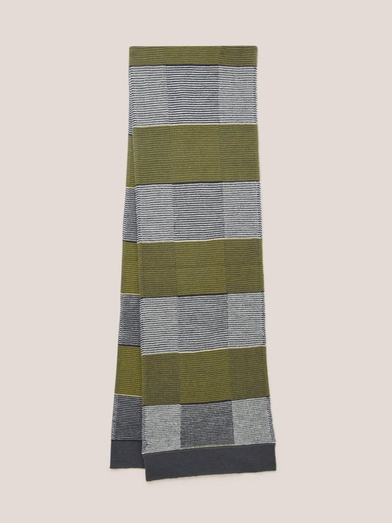 Grey Multi White Stuff Knitted Check Merino Scarf | 28493HGSA