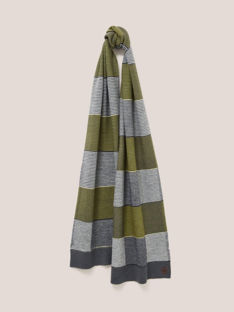 Grey Multi White Stuff Knitted Check Merino Scarf | 28493HGSA