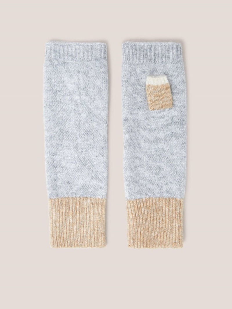 Grey Multi White Stuff Knitted Fingerless Glove | 50392UKAH