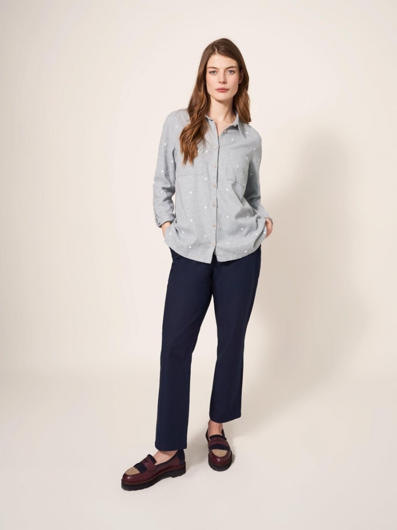 Grey Multi White Stuff Sophie Organic Cotton Shirt | 82610NIRX