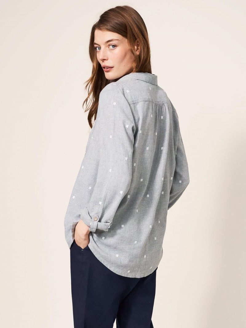 Grey Multi White Stuff Sophie Organic Cotton Shirt | 82610NIRX