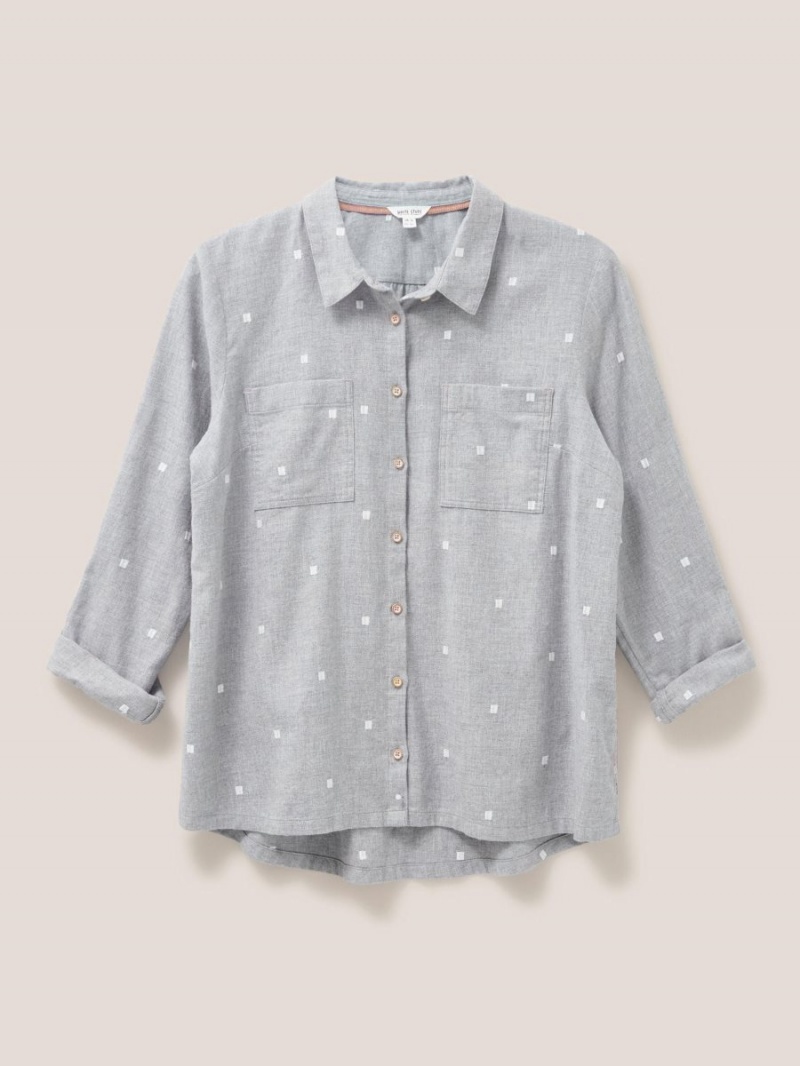 Grey Multi White Stuff Sophie Organic Cotton Shirt | 82610NIRX