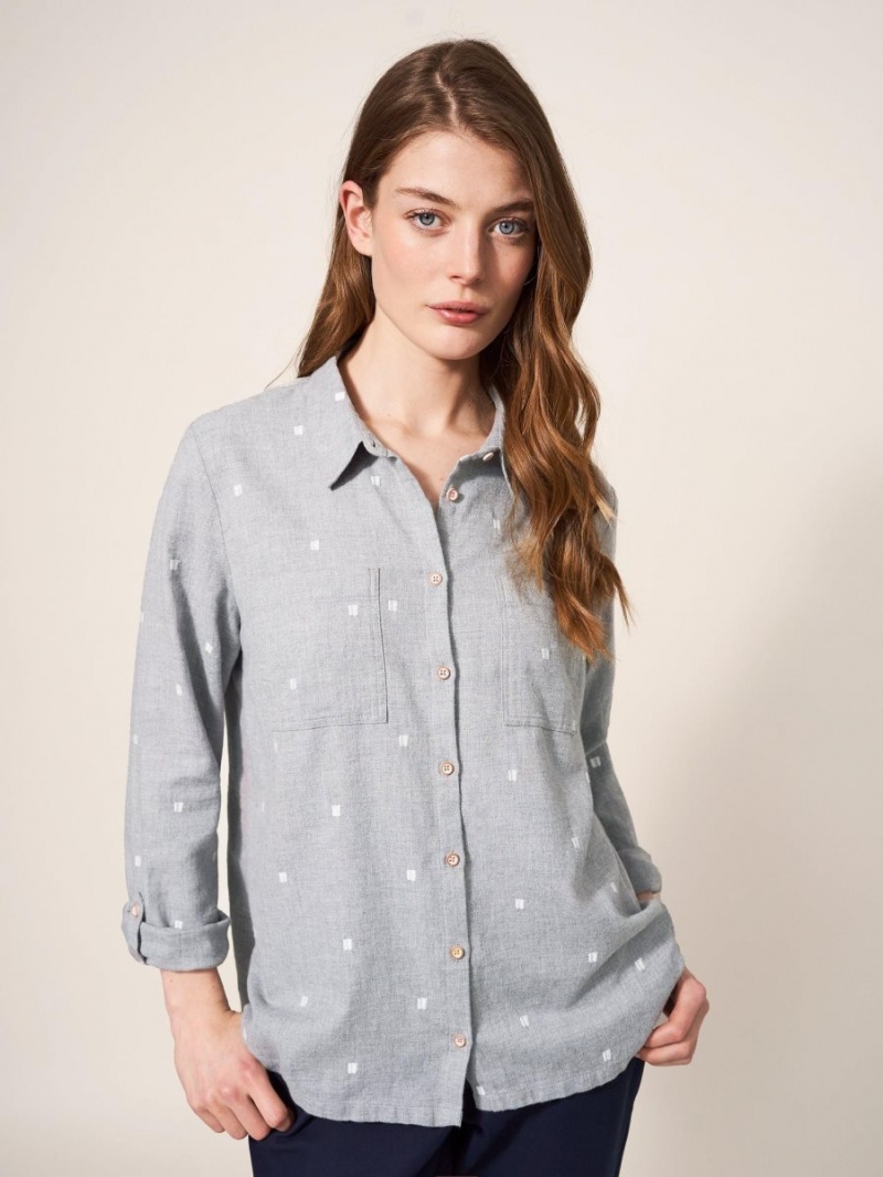 Grey Multi White Stuff Sophie Organic Cotton Shirt | 82610NIRX