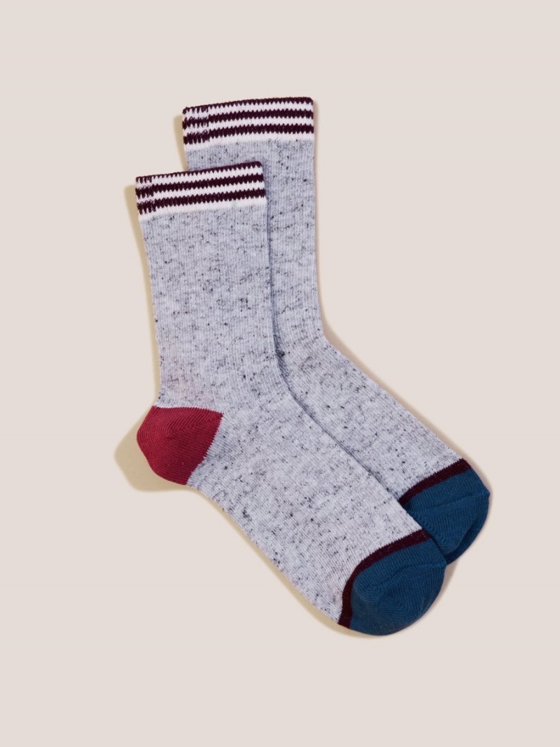 Grey Multi White Stuff Sport Rib Socks | 63740DMCJ