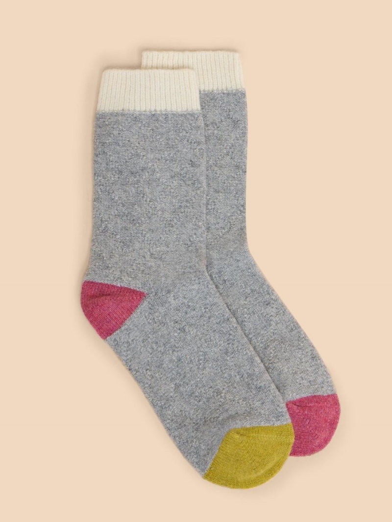 Grey Multi White Stuff Textured Wool Mix Socks | 54310XIAN