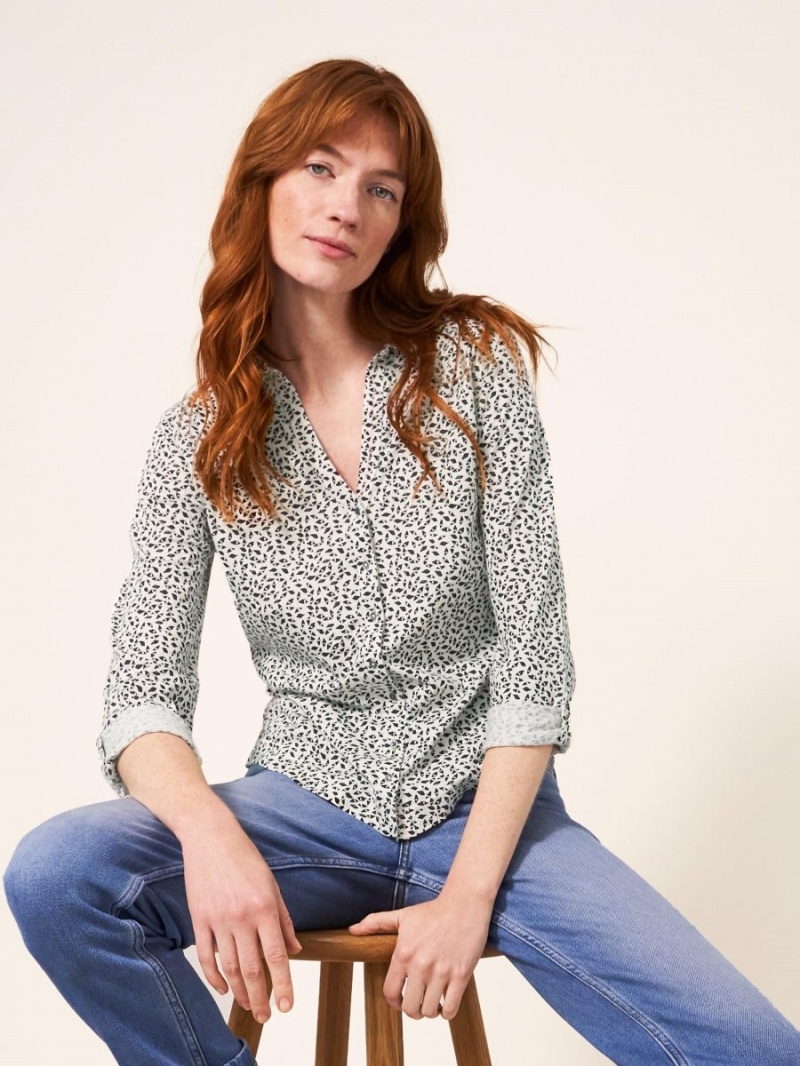 Ivory Multi White Stuff Annie Cotton Jersey Shirt | 29065UINB