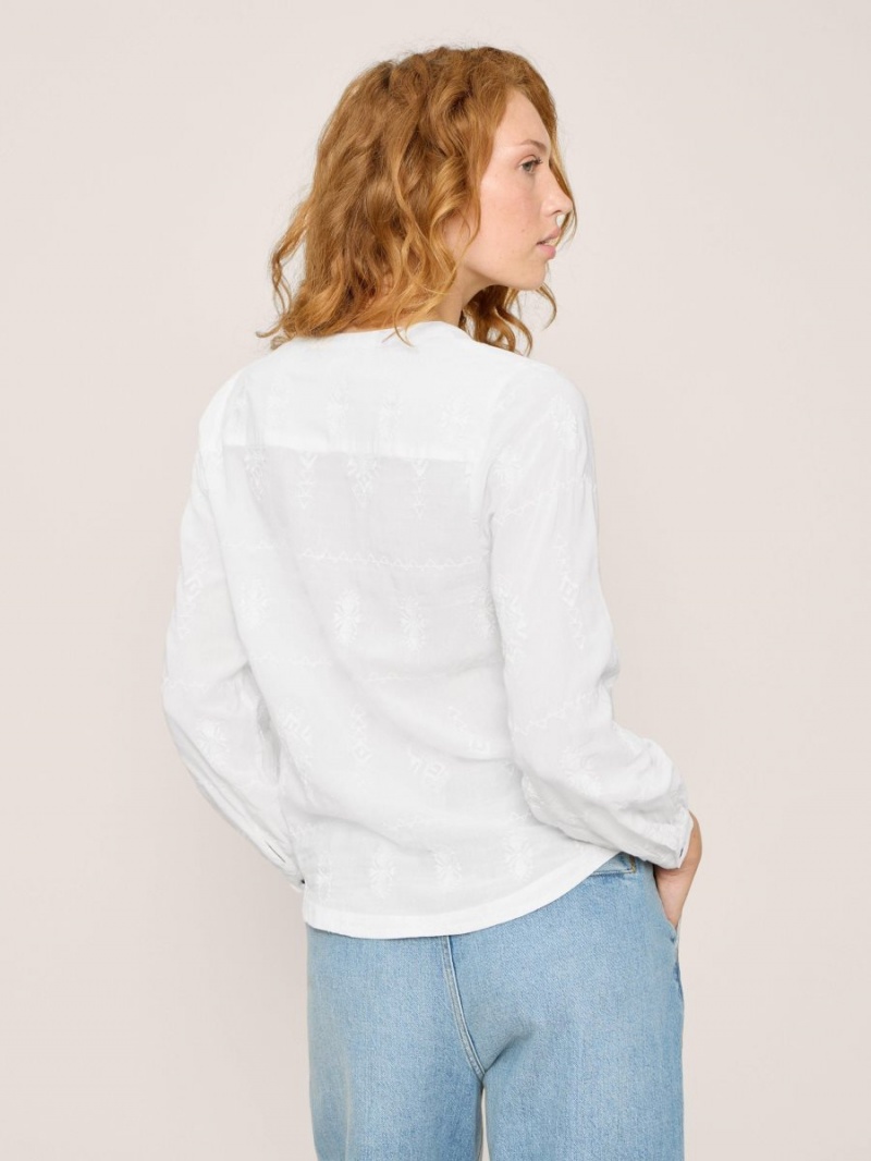 Ivory Multi White Stuff Kate Embroidered Casual Shirt | 19673HFDB