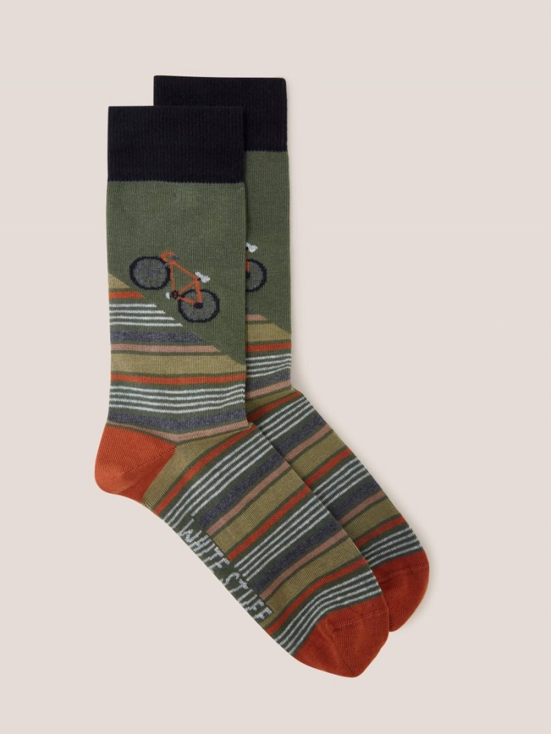 Khaki Green White Stuff Billy Bike Socks | 23495QHGA