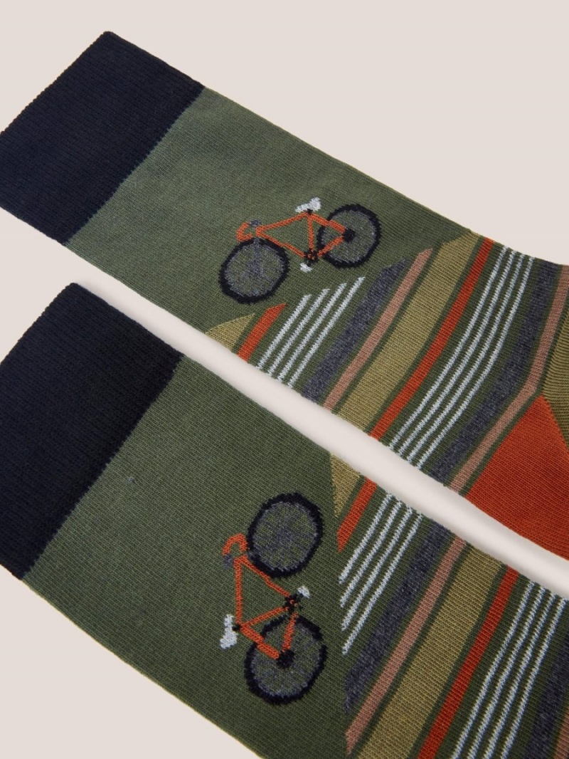 Khaki Green White Stuff Billy Bike Socks | 23495QHGA