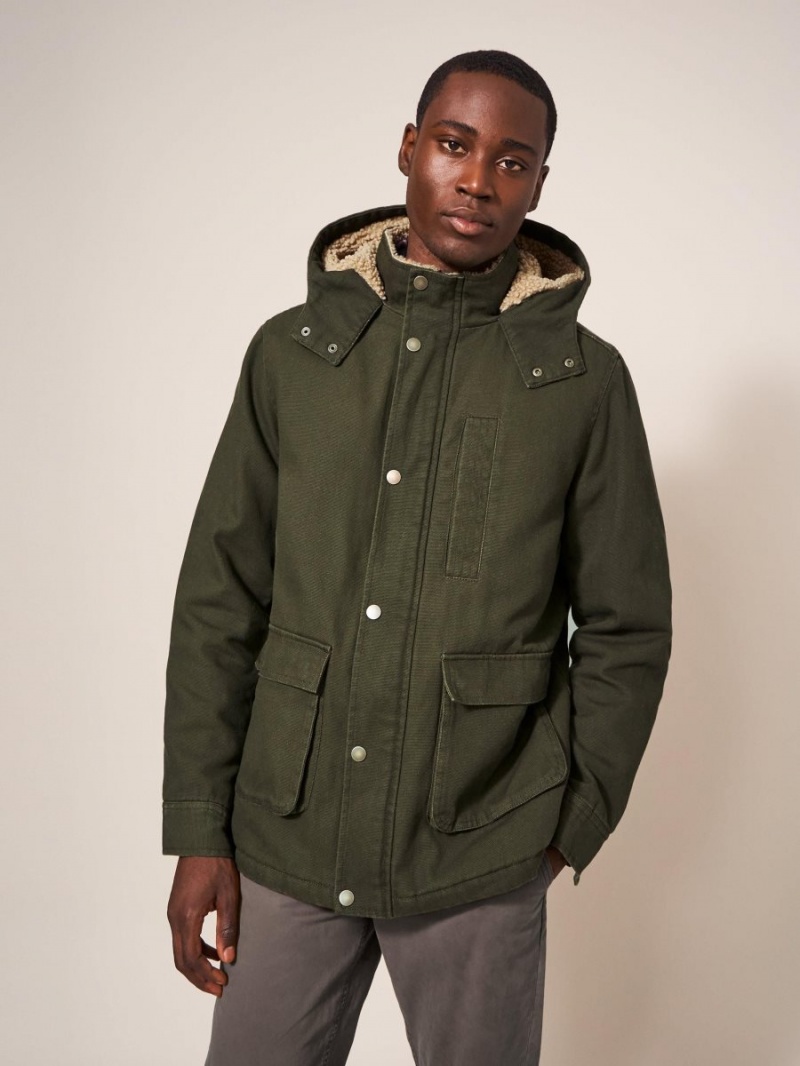 Khaki Green White Stuff Borg Lined Winter Jacket | 87306DOYN