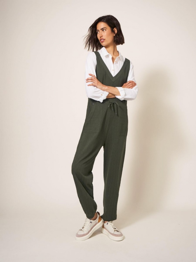 Khaki Green White Stuff Lainey Jersey Jumpsuit | 48075VCFJ