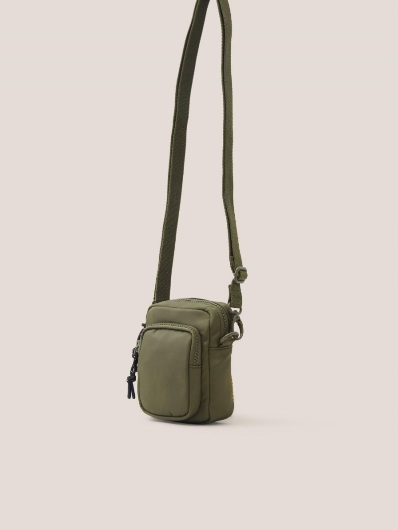 Khaki Green White Stuff Nylon Crossbody Phone Bag | 15320KERO