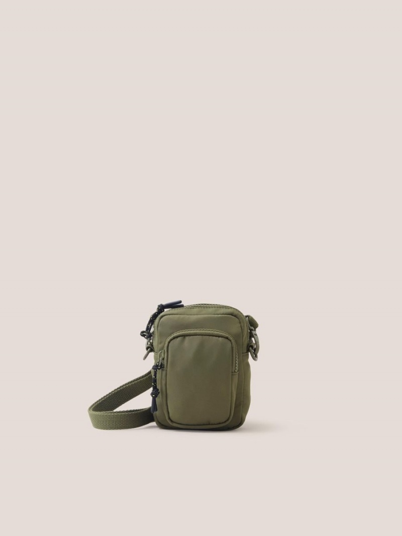 Khaki Green White Stuff Nylon Crossbody Phone Bag | 15320KERO