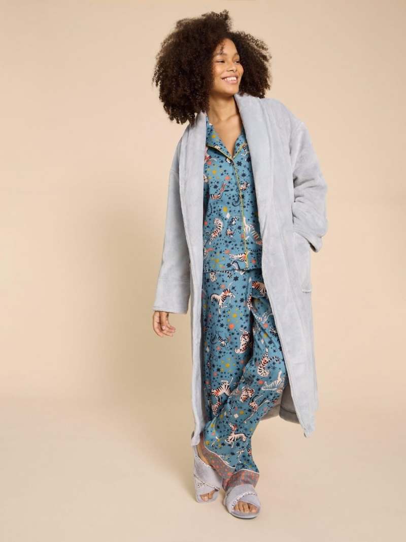 Light Grey White Stuff Clover Cosy Dressing Gown | 81435MWRH