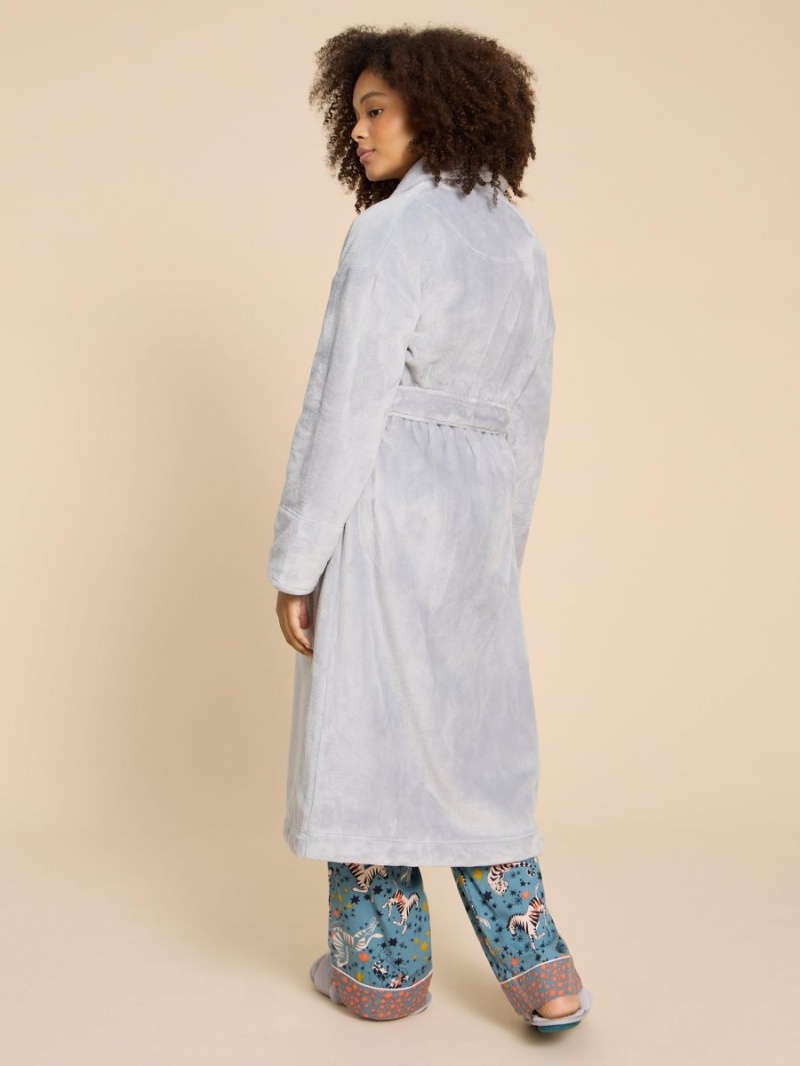 Light Grey White Stuff Clover Cosy Dressing Gown | 81435MWRH