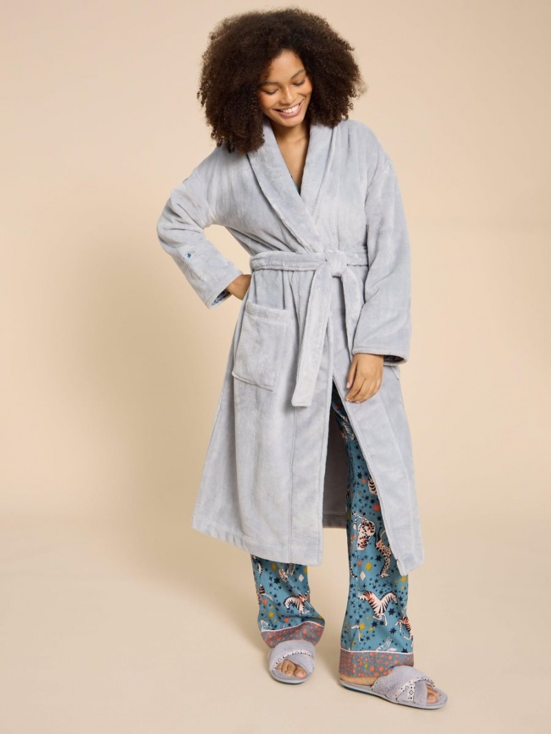 Light Grey White Stuff Clover Cosy Dressing Gown | 81435MWRH