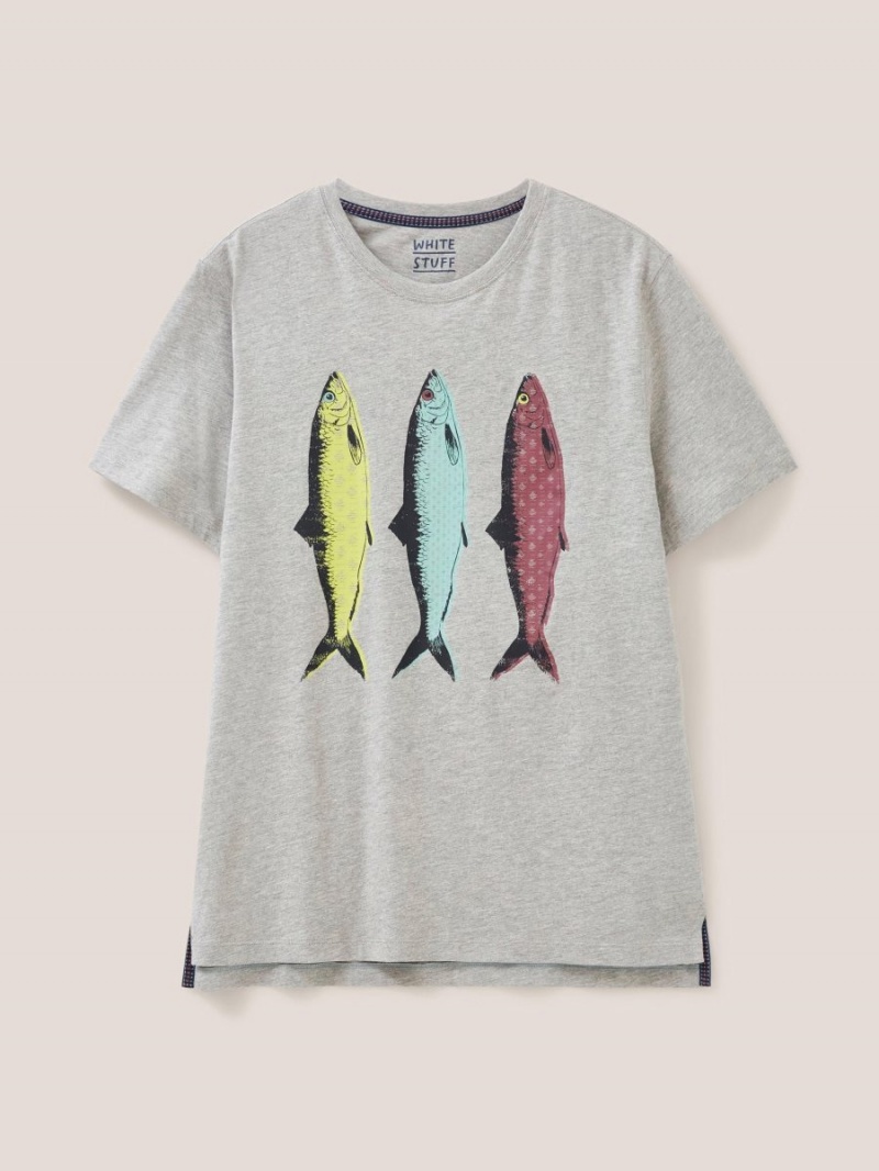 Light Natural White Stuff Fish Graphic Jersey Tshirt | 04985HUJA