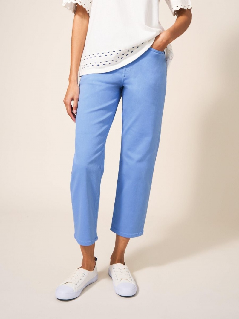 Mid Blue White Stuff Blake Straight Crop Jeans | 49632PUXJ