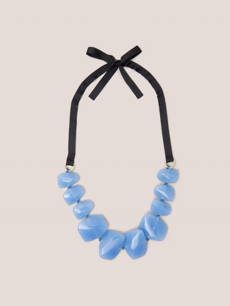 Mid Blue White Stuff Magnolia Resin Necklace | 13250GOVN