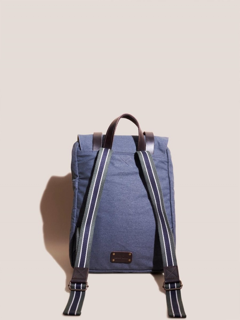 Mid Blue White Stuff Scott Cotton Backpack | 78905NWPG