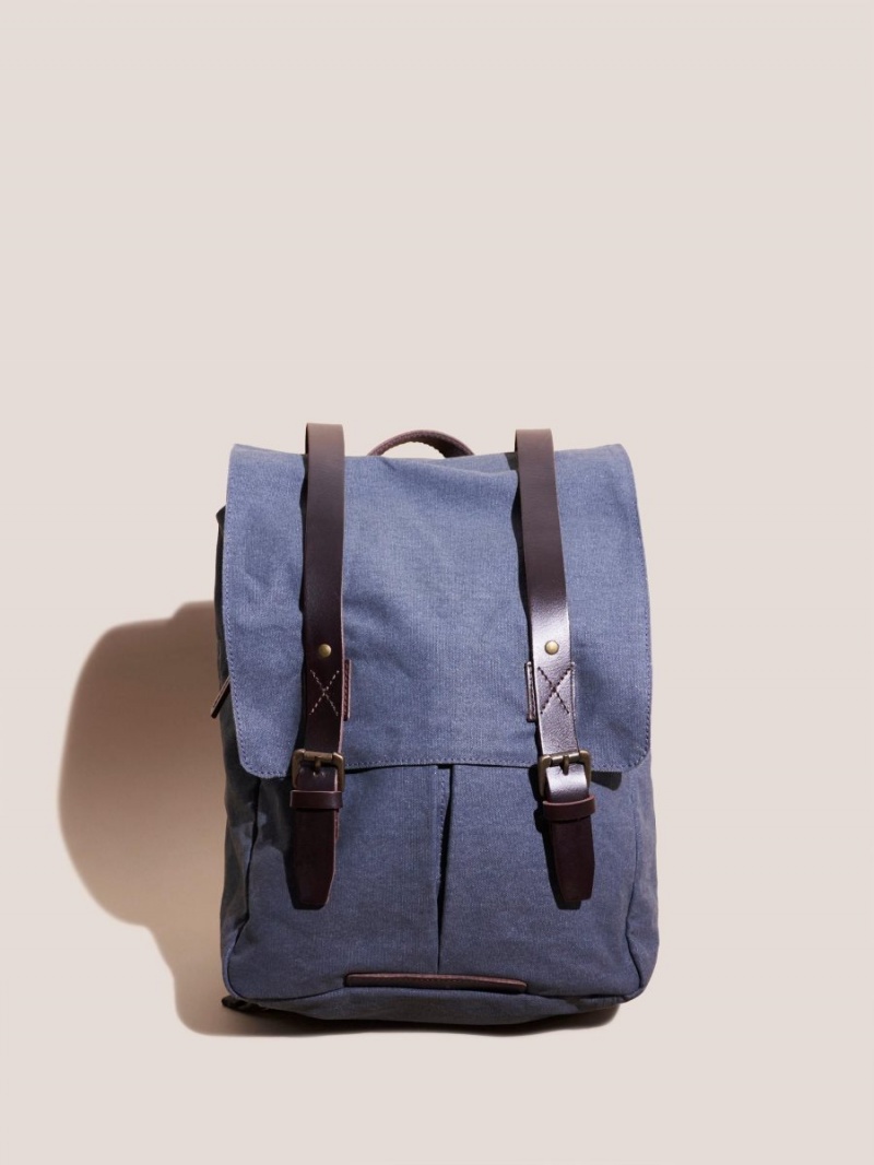 Mid Blue White Stuff Scott Cotton Backpack | 78905NWPG